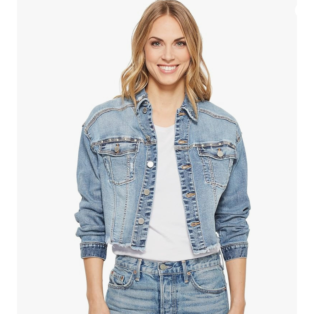 LIVERPOOL Addison Shredded Denim Jacket Stud detail NWT Size Small $99